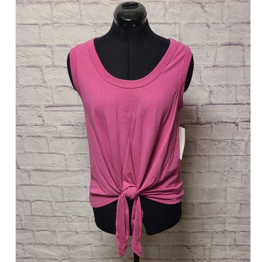 Karen Kane Pink Hemp Organic Cotton Blend Front Tie Knot Tank Top Made in USA